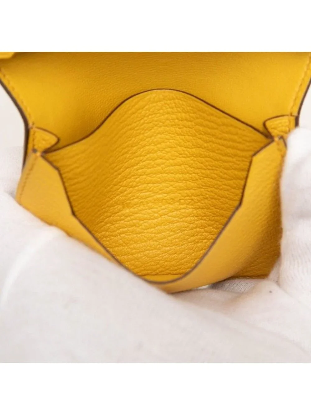 Hermes Bearn Card Case Sun Yellow Silver Chevre